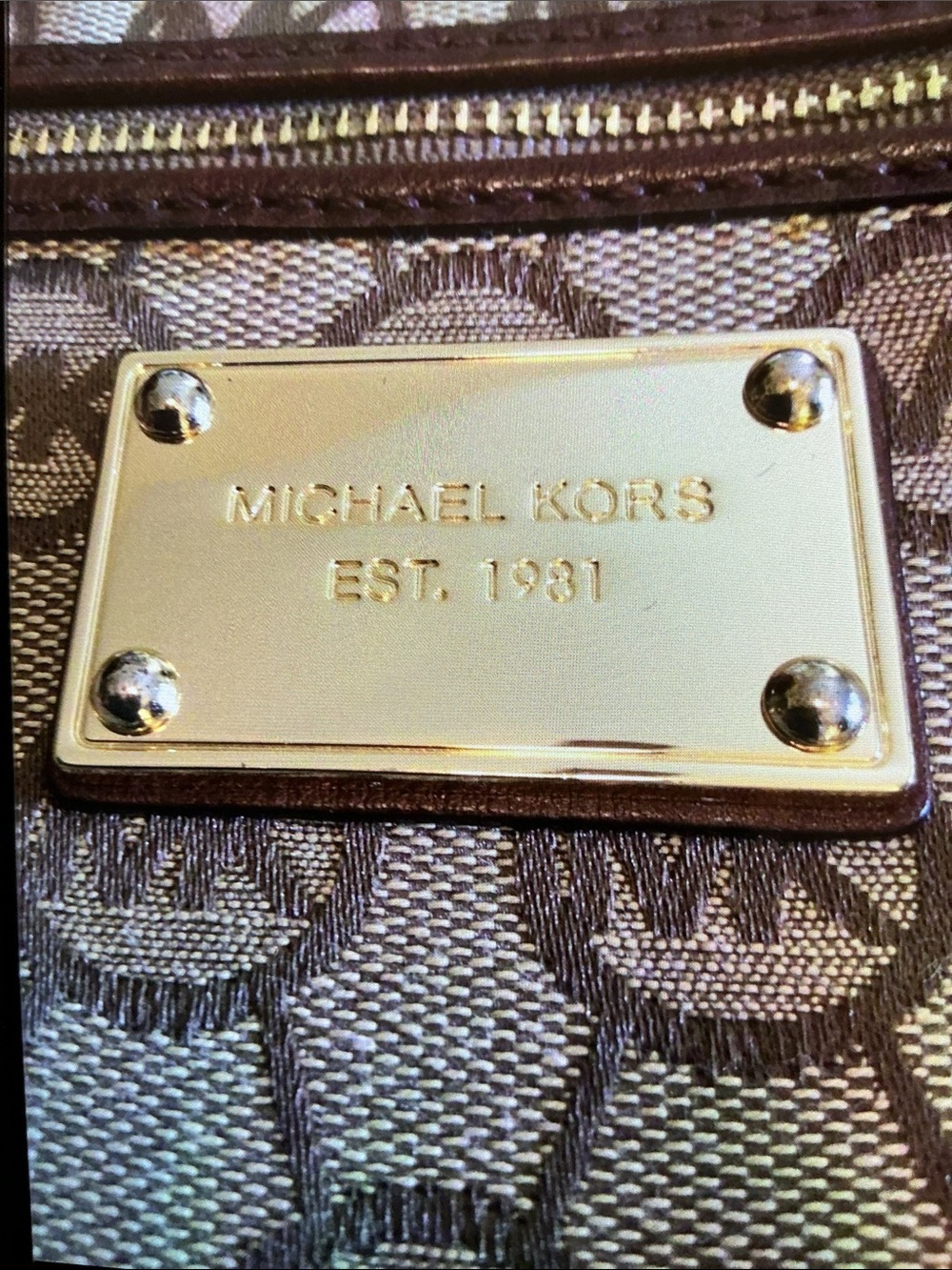 Michael Kors Gold and Brown Signature Wristlet - Picture 6 of 6
